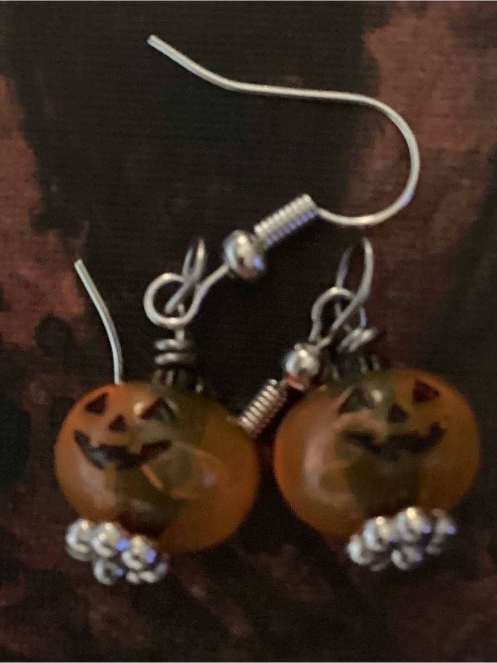 Orange Pumpkin Dangle Earrings - Festive Halloween Style